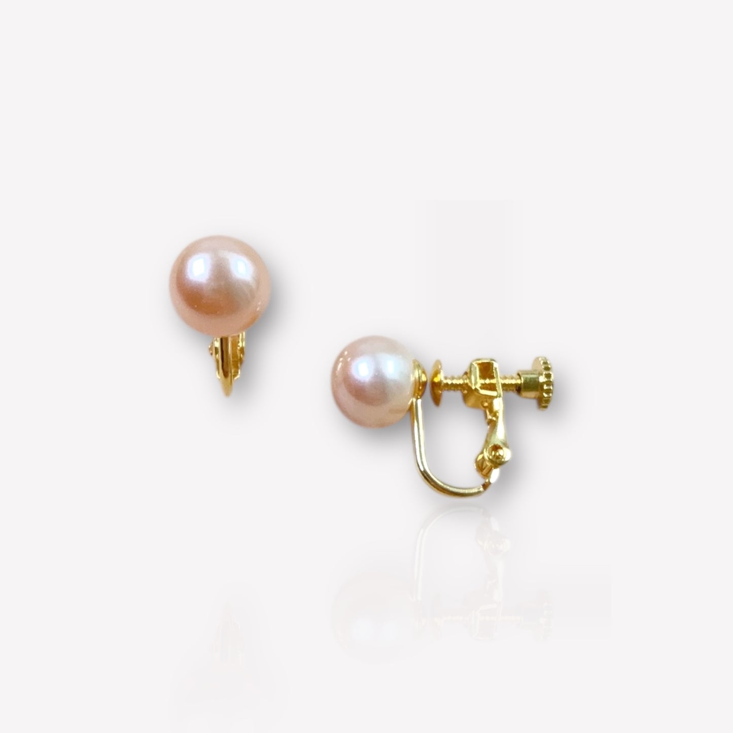 Pink Button Pearl Stud Earrings