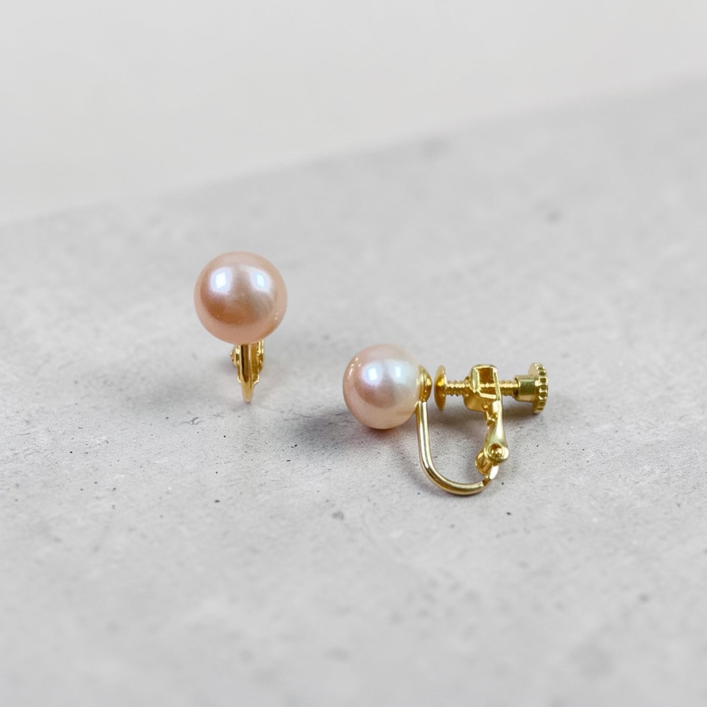 Pink Button Pearl Stud Earrings