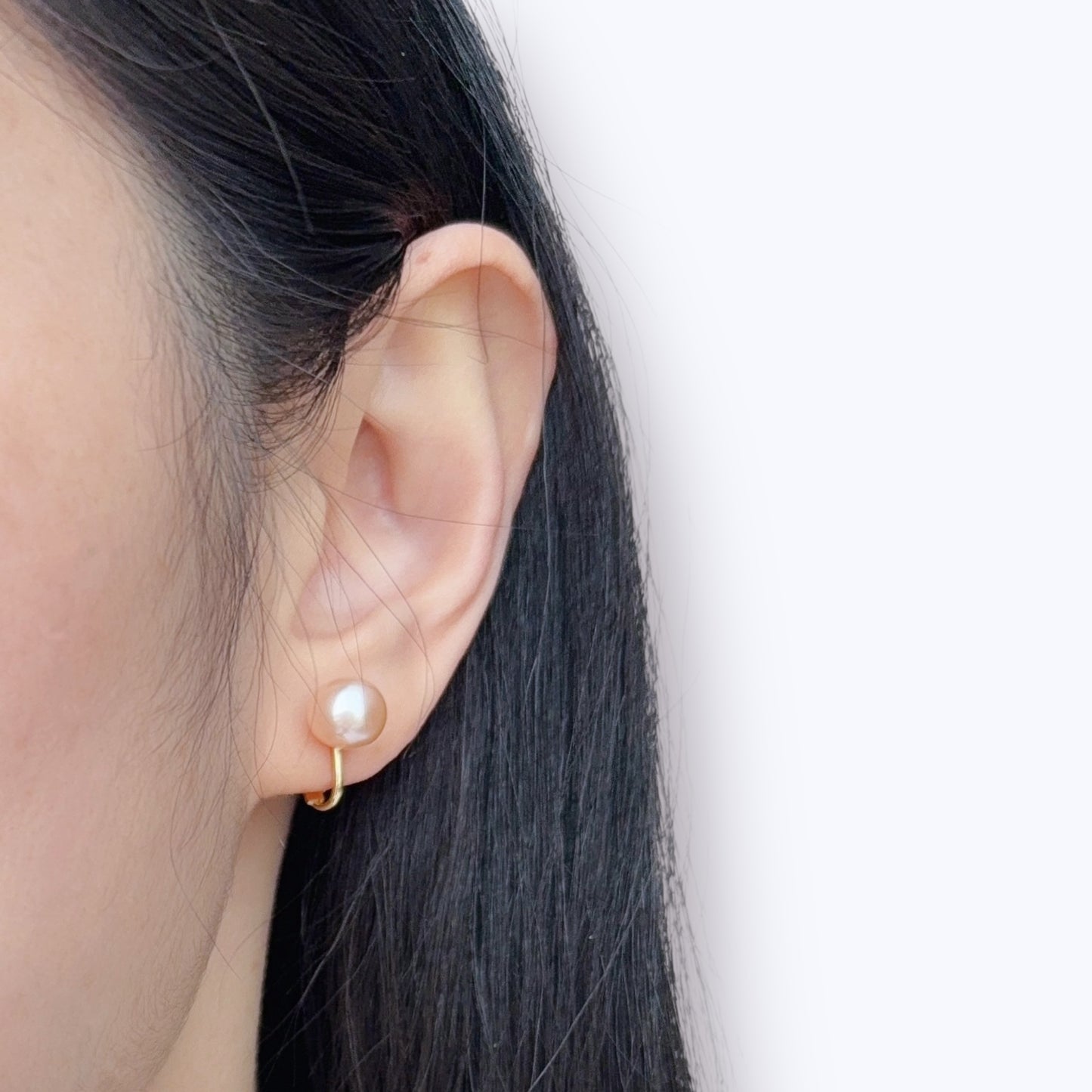 Pink Button Pearl Stud Earrings