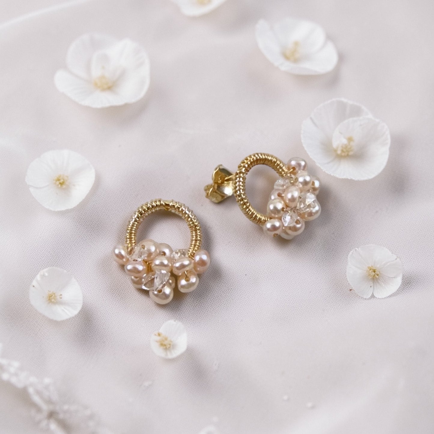 Pink Pearl on Loop Stud Earrings