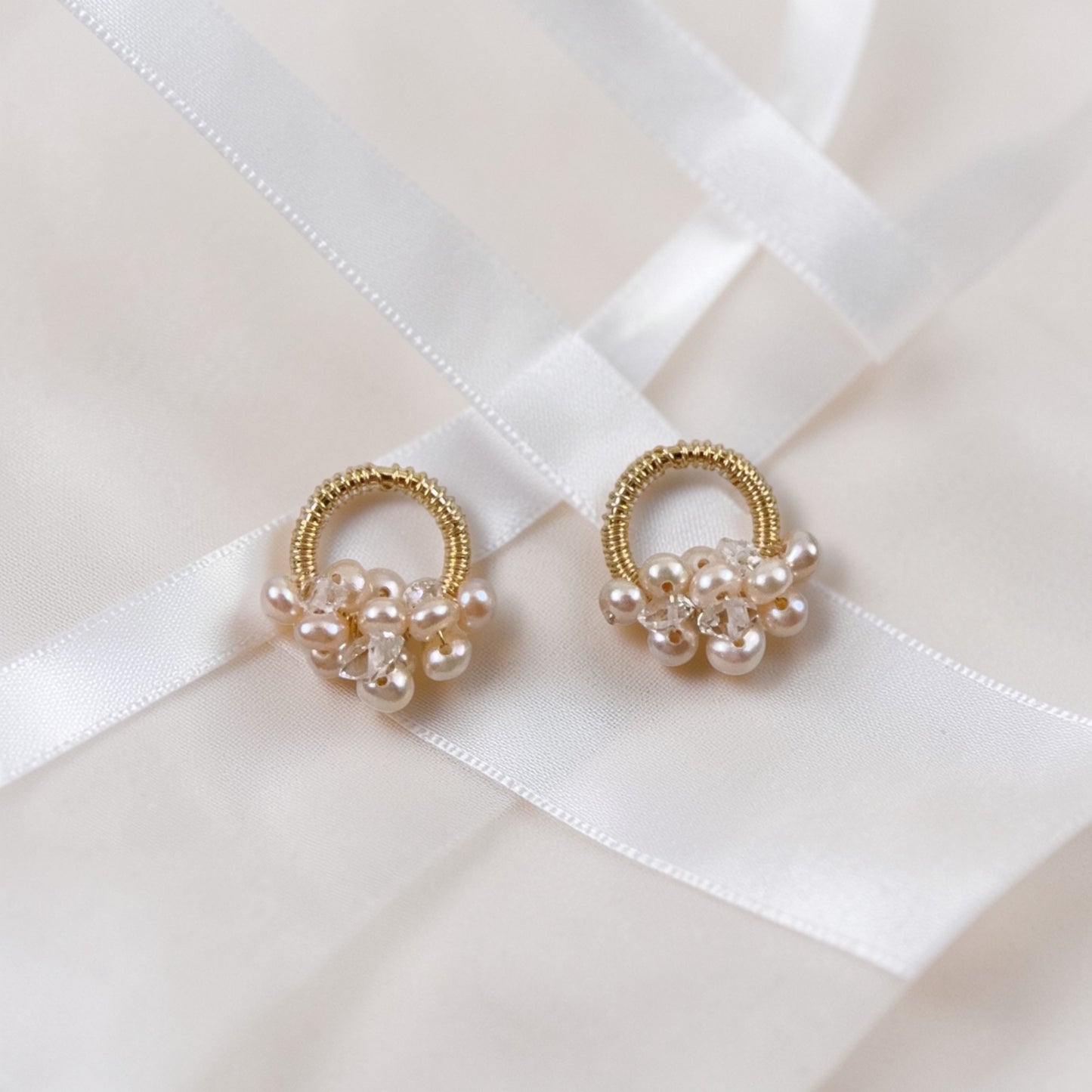 Pink Pearl on Loop Stud Earrings