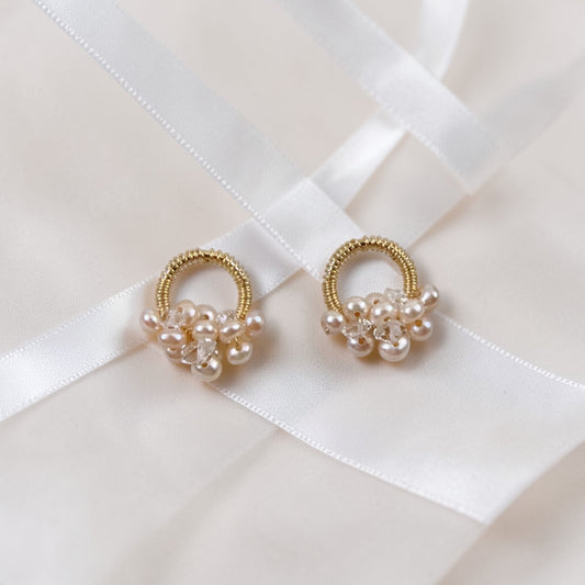 Pink Pearl on Loop Stud Earrings
