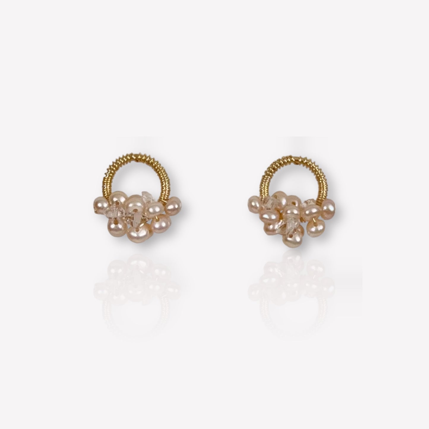Pink Pearl on Loop Stud Earrings
