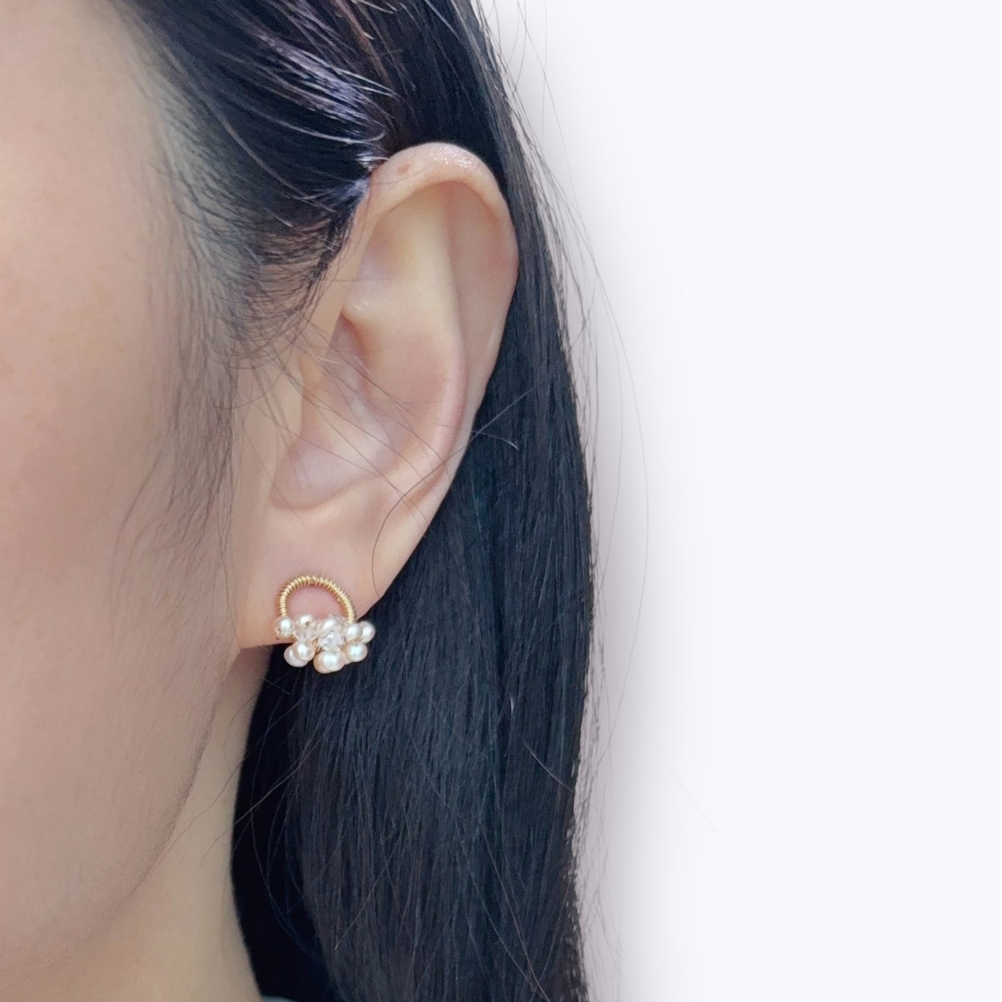 Pink Pearl on Loop Stud Earrings