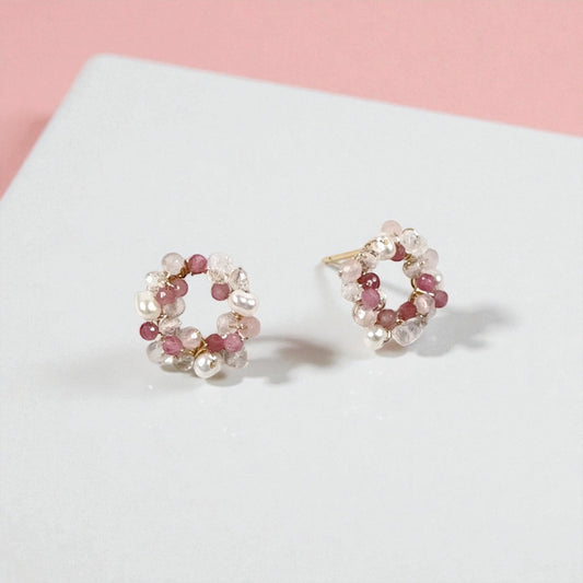 Pink Wreath Stud Earrings