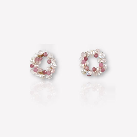 Pink Wreath Stud Earrings