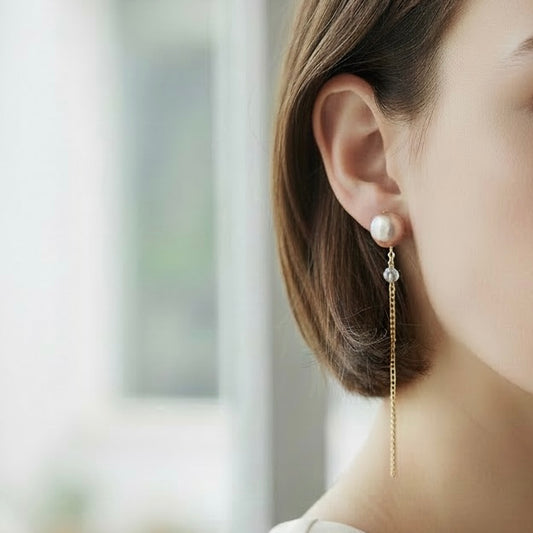 Pink Pearl Chain Earrings