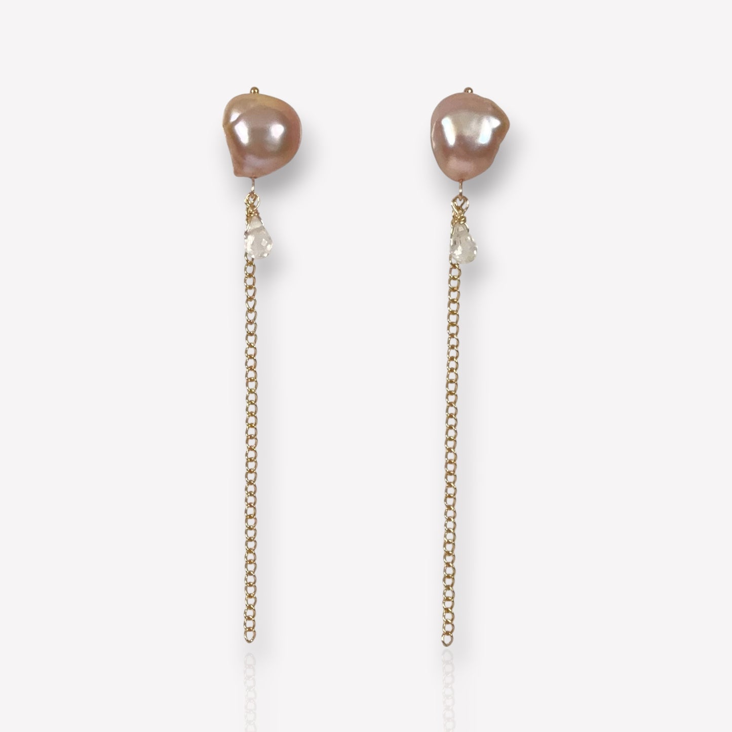 Pink Pearl Chain Earrings