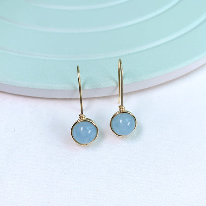 Aquamarine Hook Earrings / March