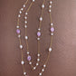 Amethyst and Pearl Long Necklace 36"