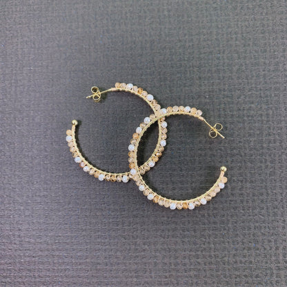 Citrine and Pearl Hoop Earrings