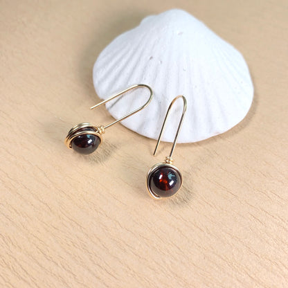 Garnet Hook Earrings / January