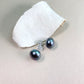 10.5-11mm Black Button Pearl Stud Earrings