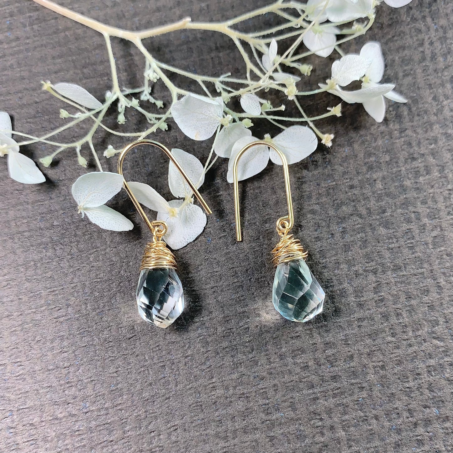 Green Amethyst Hook Earrings