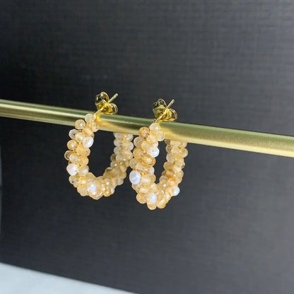 Citrine and Pearl Hoop Earrings