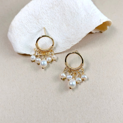 Halo Pearl Dangle Earrings