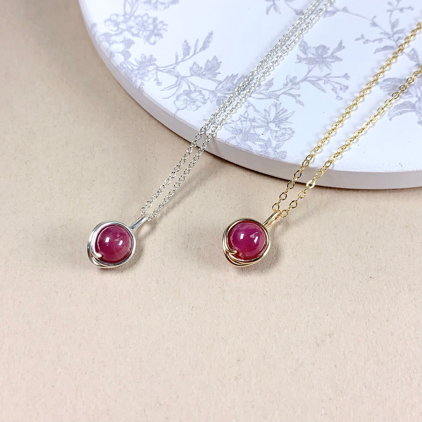 Ruby Pendant Necklace / July