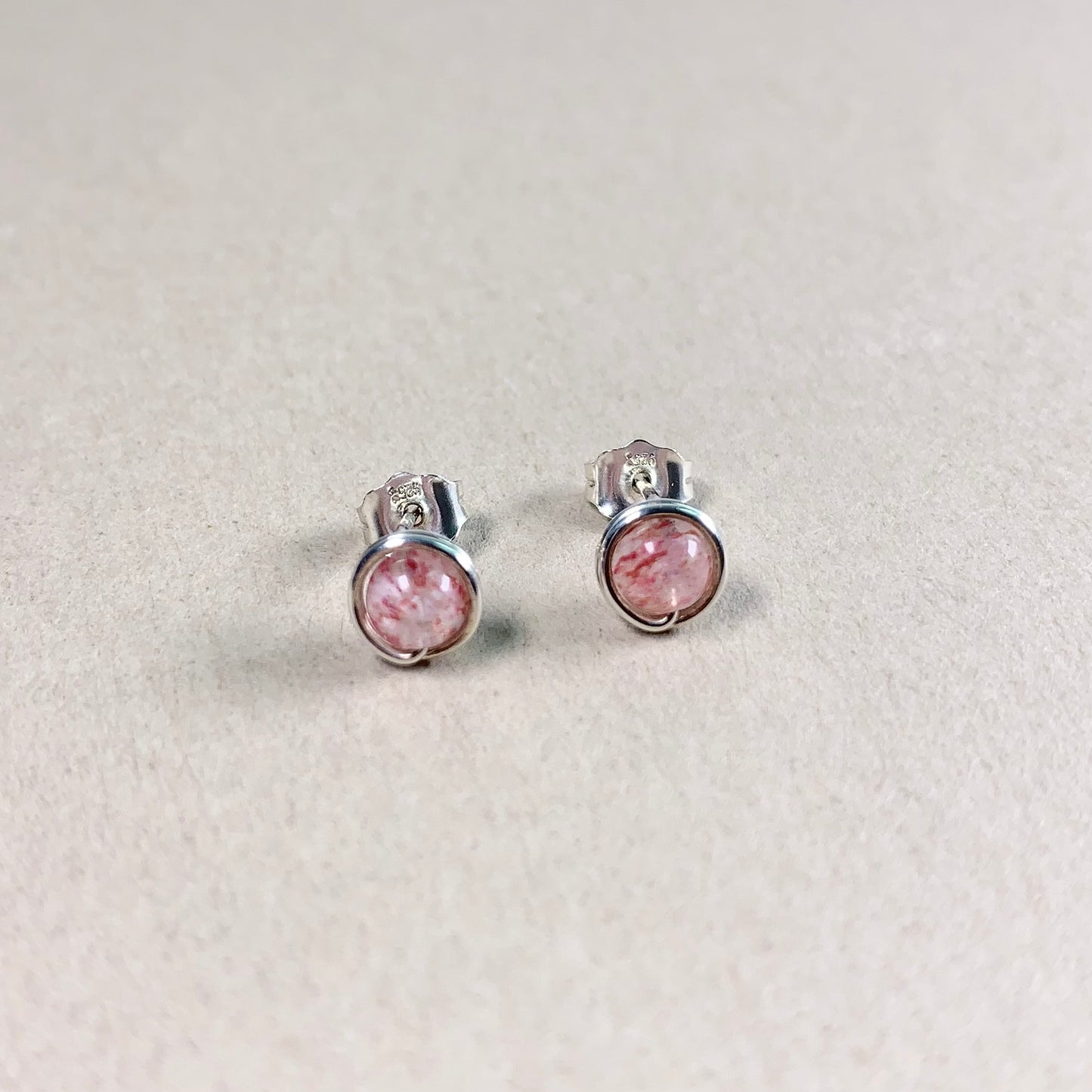 Strawberry Quartz Stud Earrings