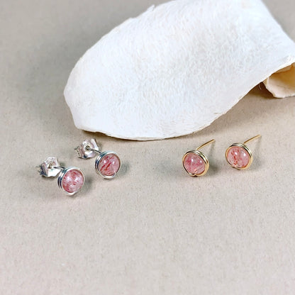 Strawberry Quartz Stud Earrings