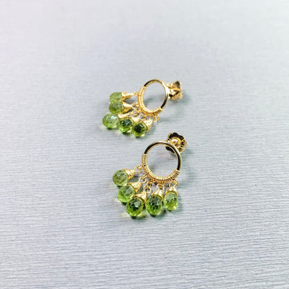 Halo Peridot Dangle Earrings