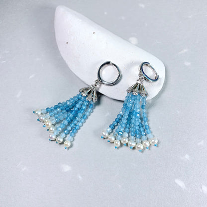 Aquamarine Tassel Earrings