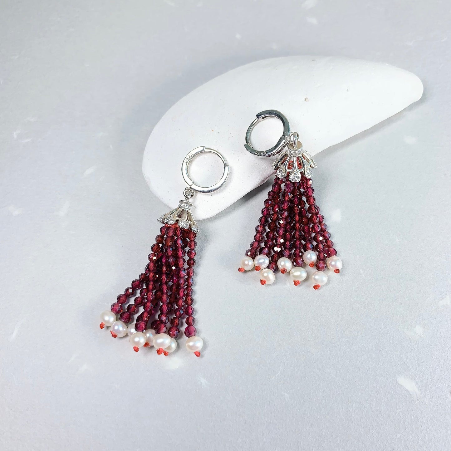 Garnet Tassel Earrings