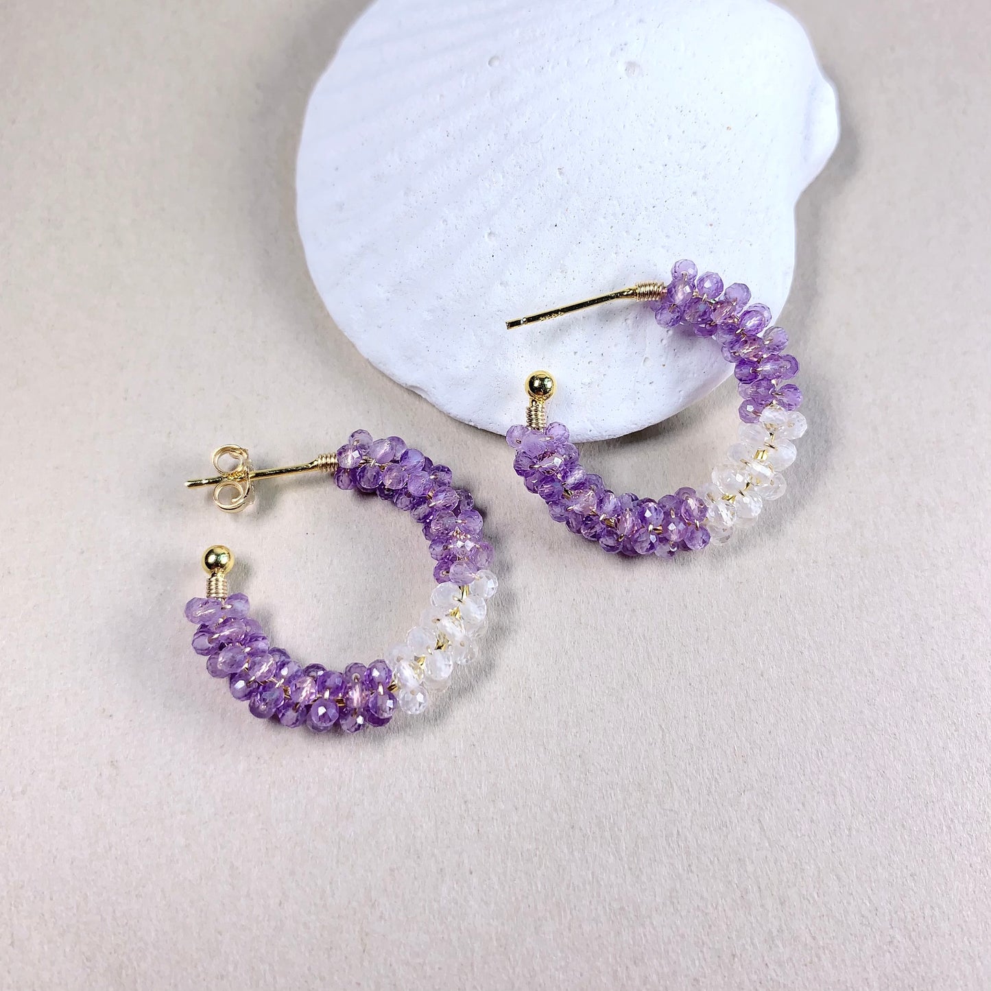 Amethyst Hoop Earrings