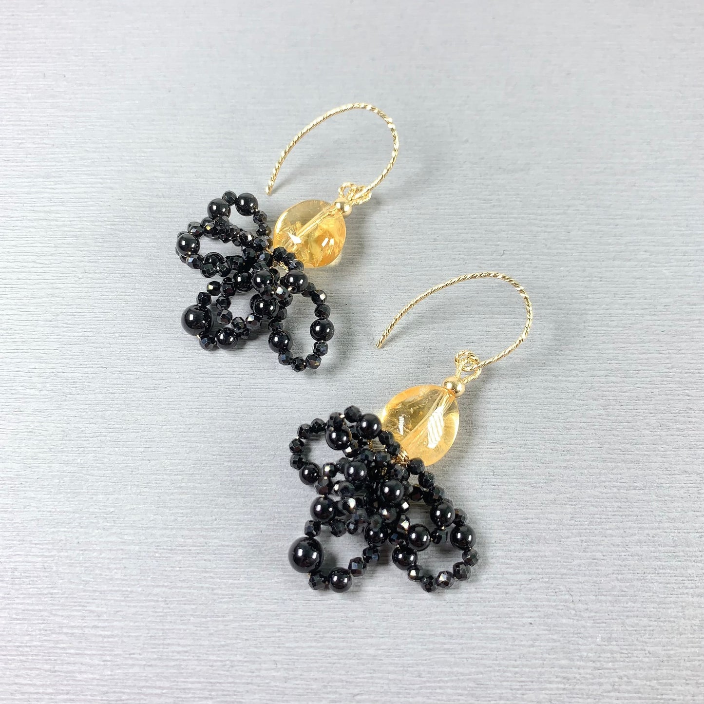 Onyx and Citrine Dangle Earrings