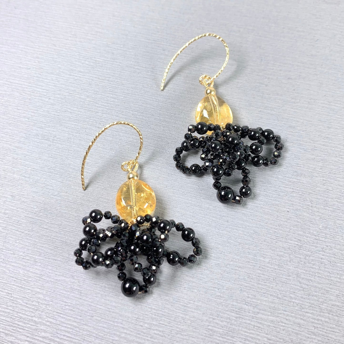 Onyx and Citrine Dangle Earrings