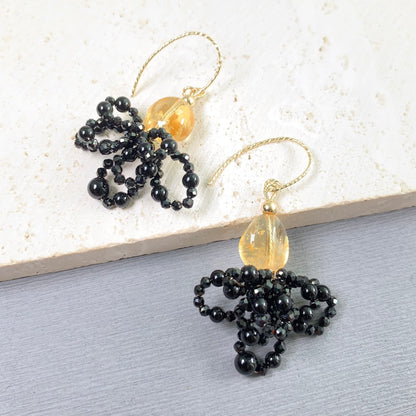 Onyx and Citrine Dangle Earrings