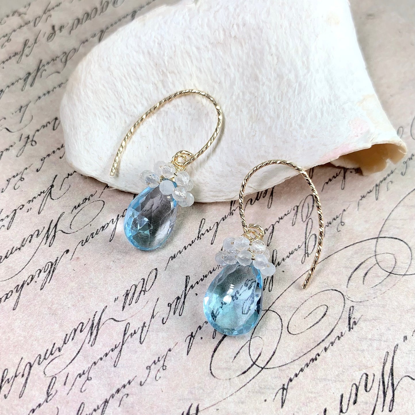 Topaz and Moonstone Dangle Earrings