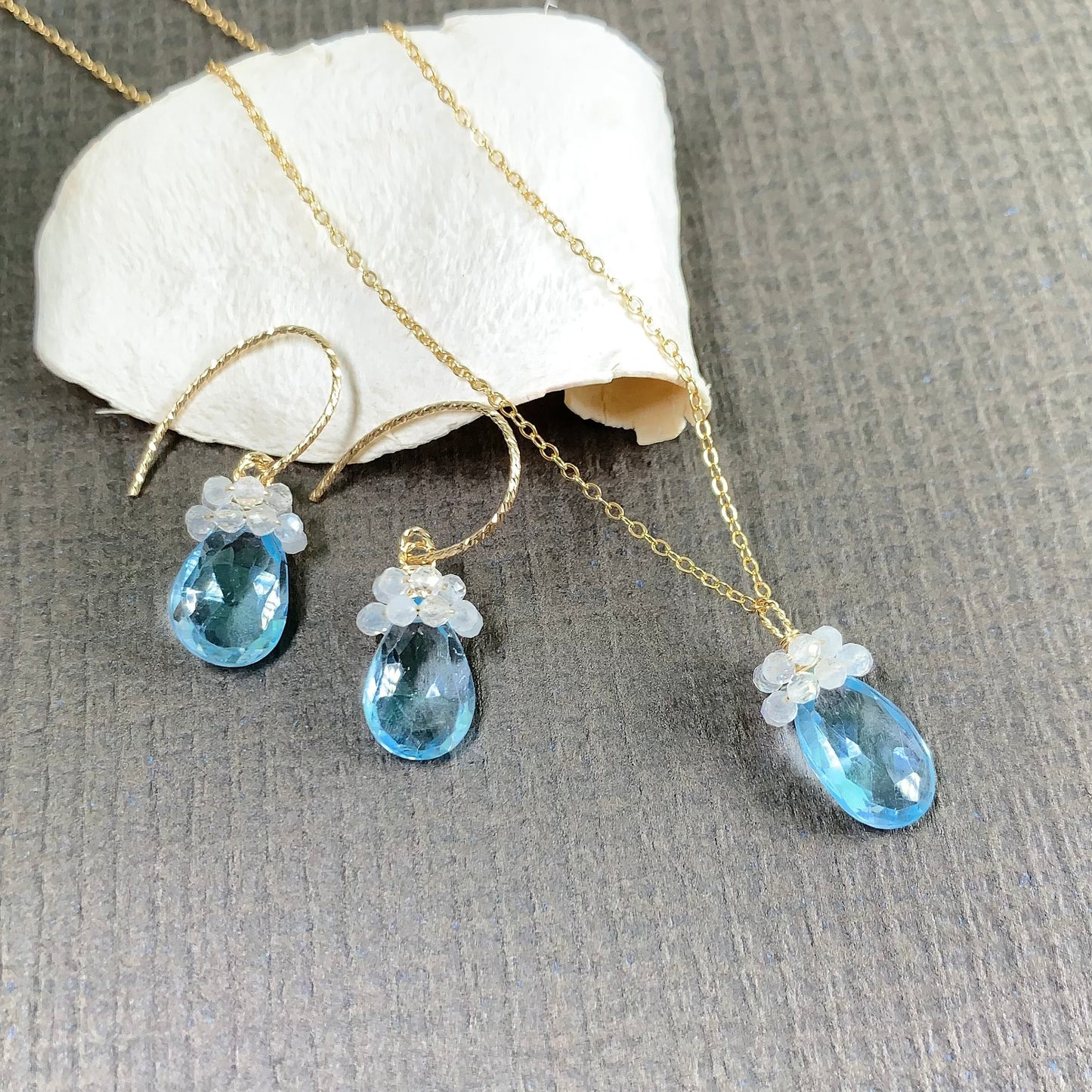 Topaz and Moonstone Dangle Earrings