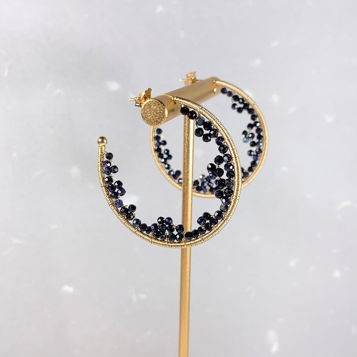 Sapphire Lace Cave Hoop Earrings