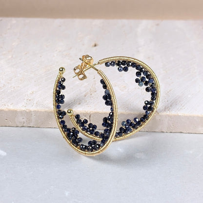 Sapphire Lace Cave Hoop Earrings