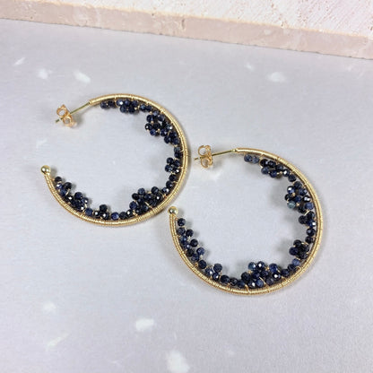 Sapphire Lace Cave Hoop Earrings