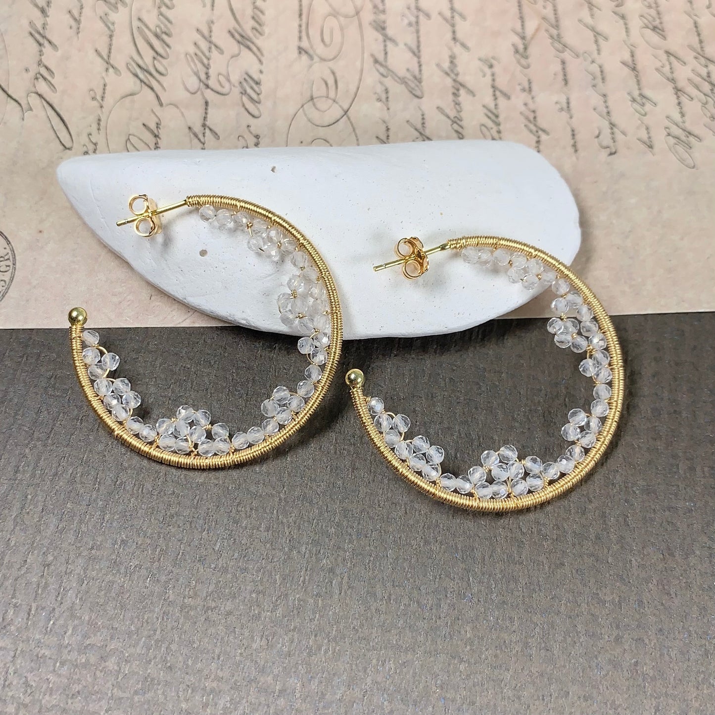 Crystal Lace Cave Hoop Earrings