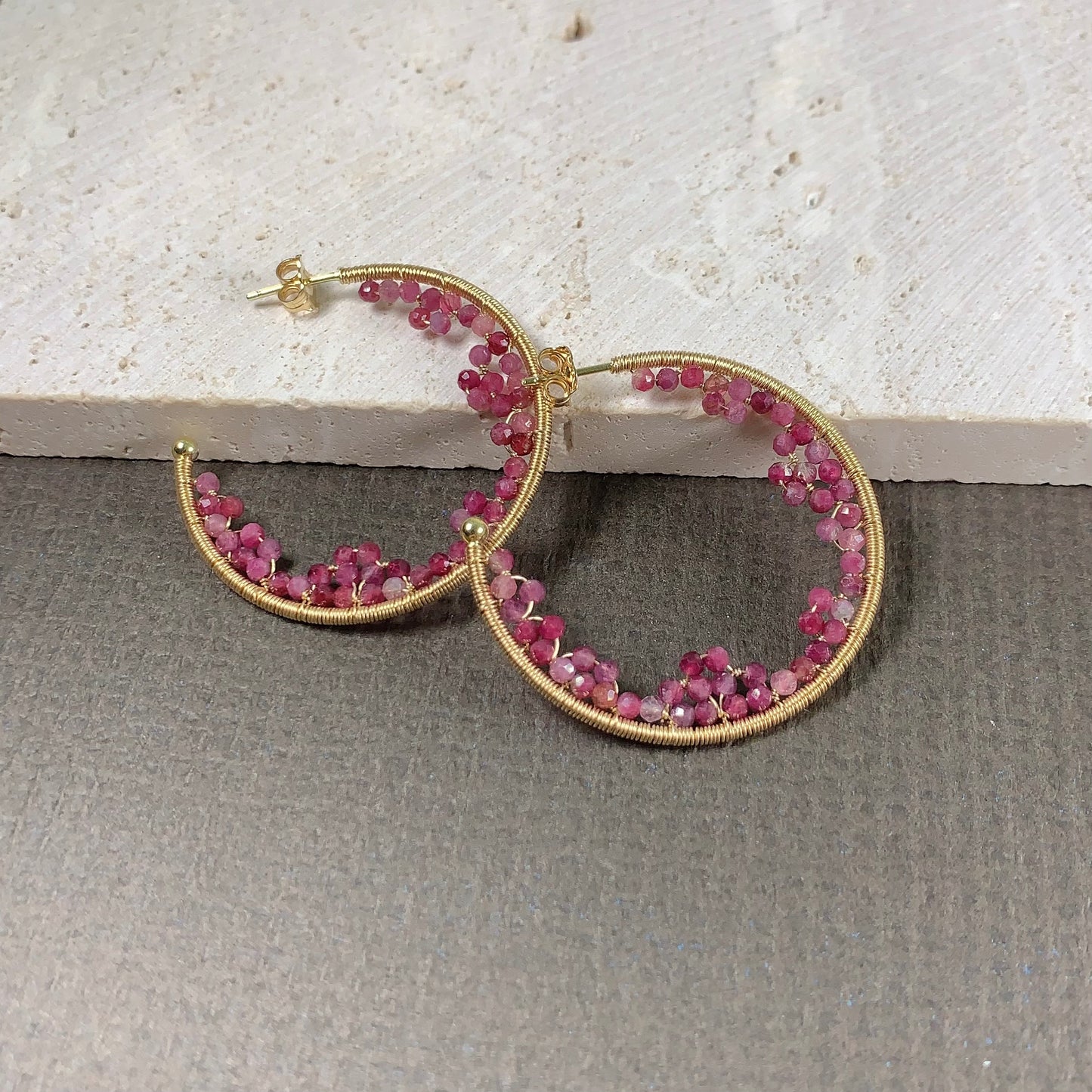 Tourmaline Lace Cave Hoop Earrings