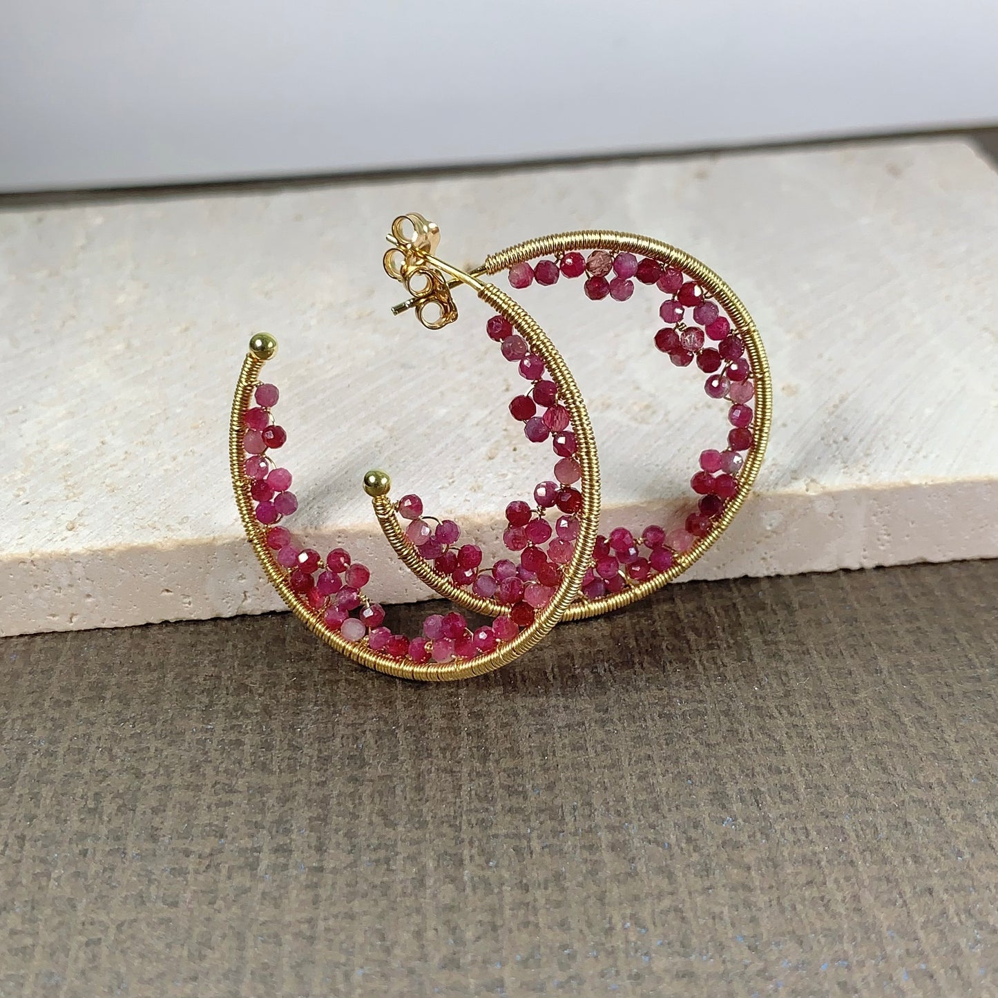 Tourmaline Lace Cave Hoop Earrings