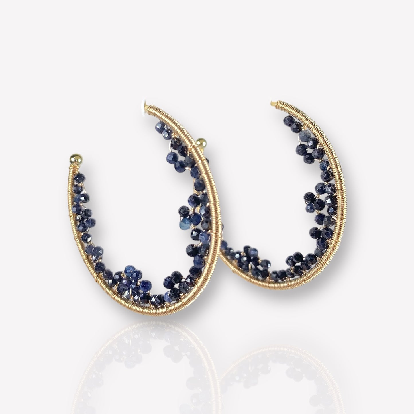 Sapphire Lace Cave Hoop Earrings