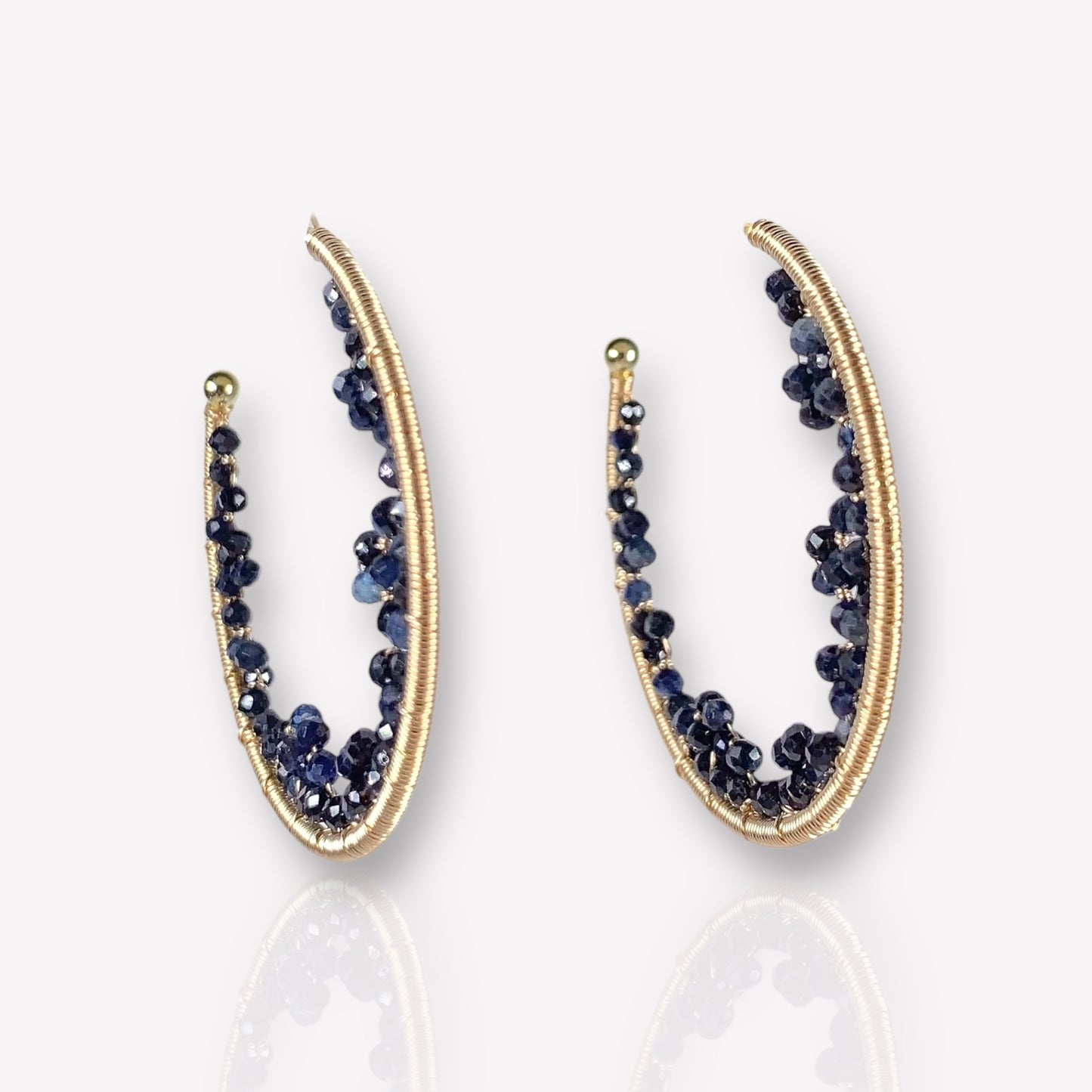 Sapphire Lace Cave Hoop Earrings