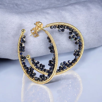 Sapphire Lace Cave Hoop Earrings