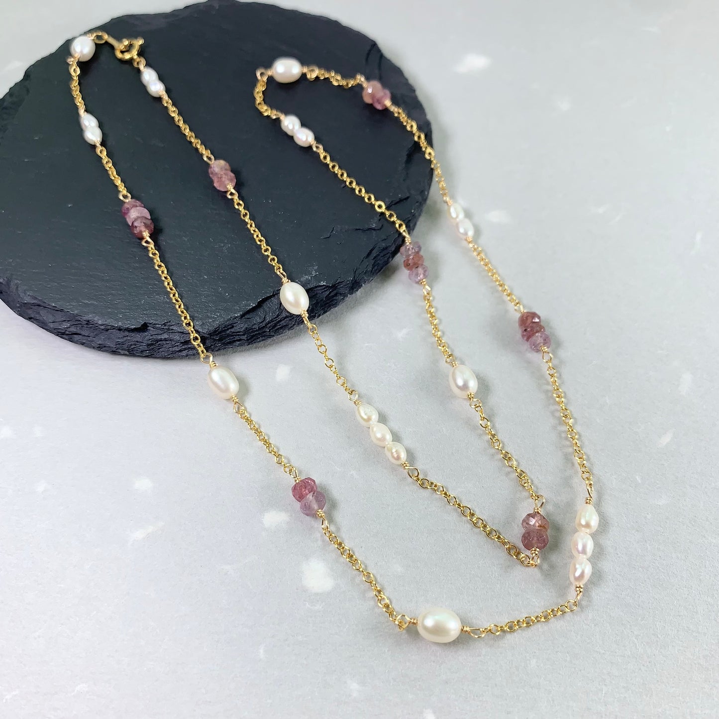 Spinel and Pearl Necklace