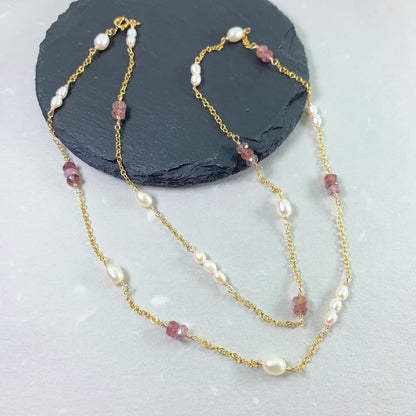 Spinel and Pearl Necklace