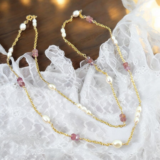 Spinel and Pearl Necklace