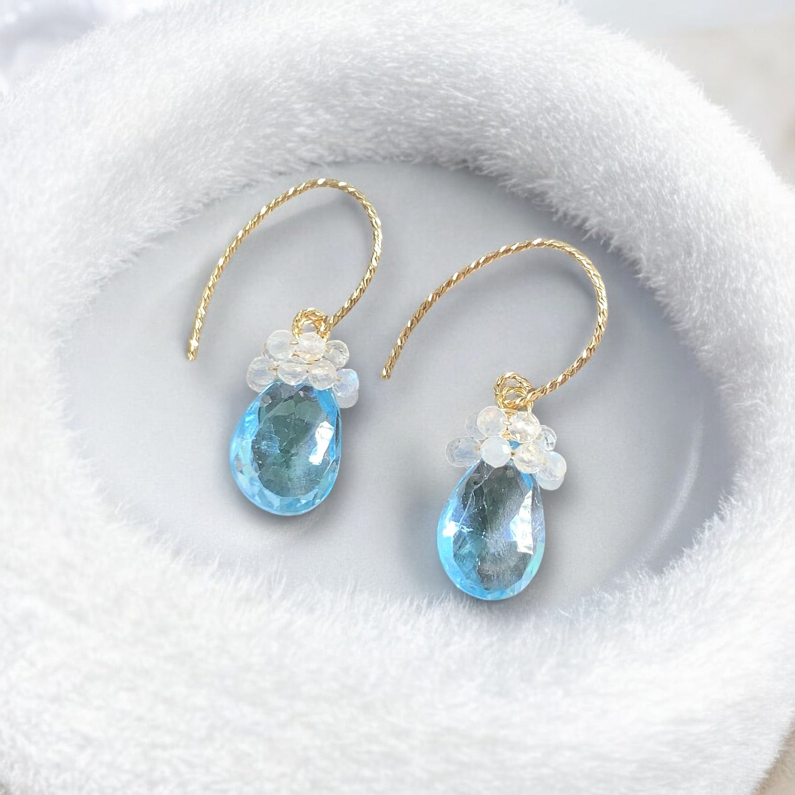 Snow Queen good Blue Topaz & Moonstone Earrings