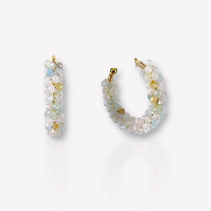 Morganite Hoop Earrings