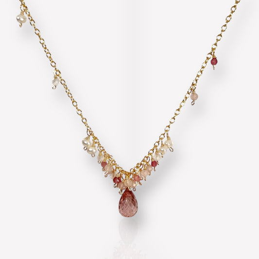 Pink Topaz Dangle Necklace