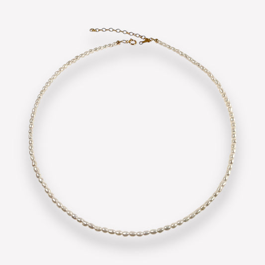 Tiny Rice Pearl Necklace
