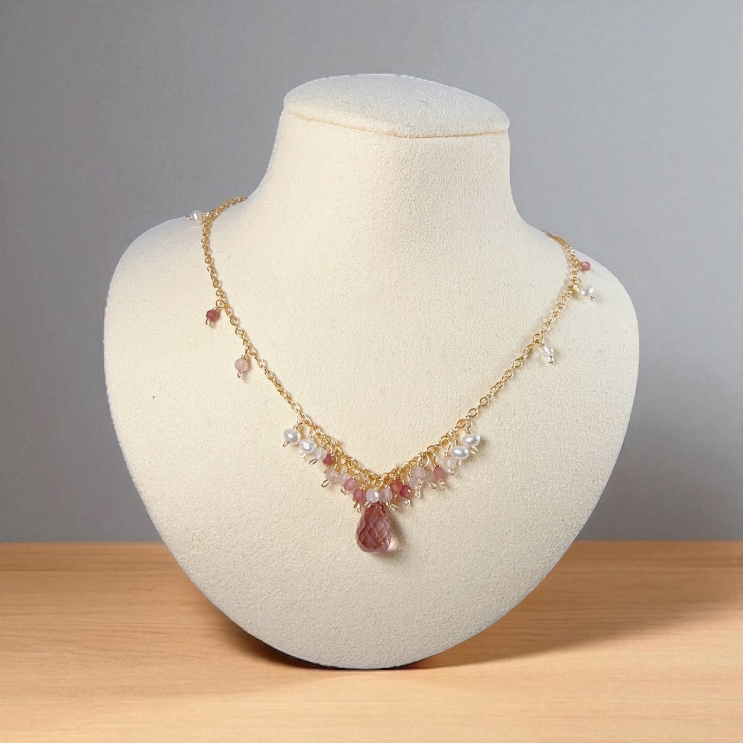 Pink Topaz Dangle Necklace