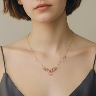 Pink Topaz Dangle Necklace